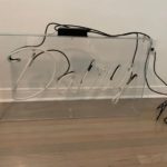 Vintage Pink Neon Dairy Sign in Hanging Lucite Box