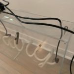 Vintage Pink Neon Dairy Sign in Hanging Lucite Box