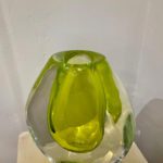 Large Seguso Vetri d'Arte Citron and Clear Murano Vase by Flavio Poli