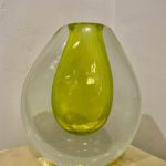 Large Seguso Vetri d'Arte Citron and Clear Murano Vase by Flavio Poli