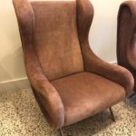 Marco Zanuso Senior Armchairs for Arflex in Opaque Rose Suede Leather, Pair