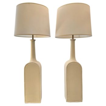 Large Scale Gambone Style Pair of Plaster Lamps