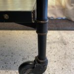 Original Vintage Jacques Adnet Black Stitched Leather & Wicker Bar Cart