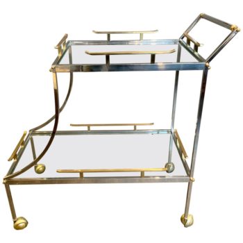 Italian Mixed Metal Two-Tier Bar Cart