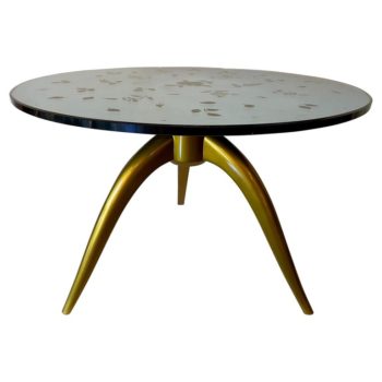 Art Deco Eglomise Blue Mirrored Top Side-Table, Attrib. to Jules Leleu