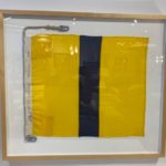 Framed WW II Nautical Signal Flag 'Yellow & Blue'