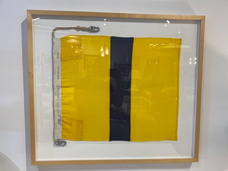 Framed WW II Nautical Signal Flag 'Yellow & Blue'