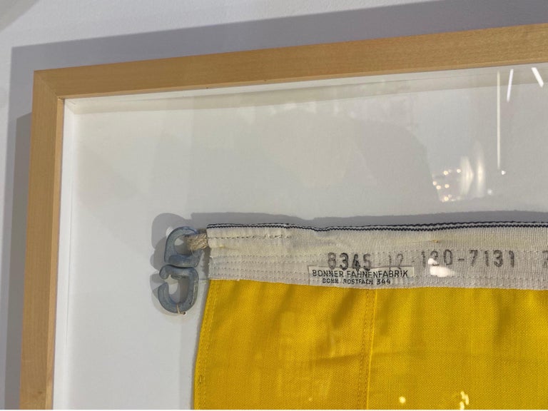 Framed WW II Nautical Signal Flag 'Yellow & Blue'