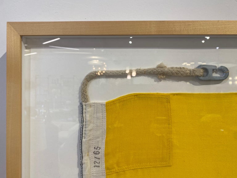 Framed WW II Nautical Signal Flag 'Yellow & Blue'