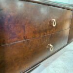 Exquisite Burl Wood Veneer and Brass Italian Commode from 1940's