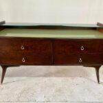 Exquisite Burl Wood Veneer and Brass Italian Commode from 1940's