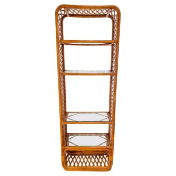 Vintage Lattice Style Bamboo & Rattan Etagere