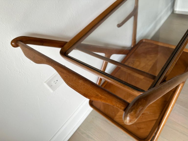 Vintage Walnut Cesare Lacca Tea Trolley Cart for Cassina