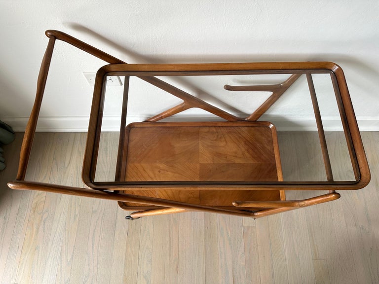 Vintage Walnut Cesare Lacca Tea Trolley Cart for Cassina