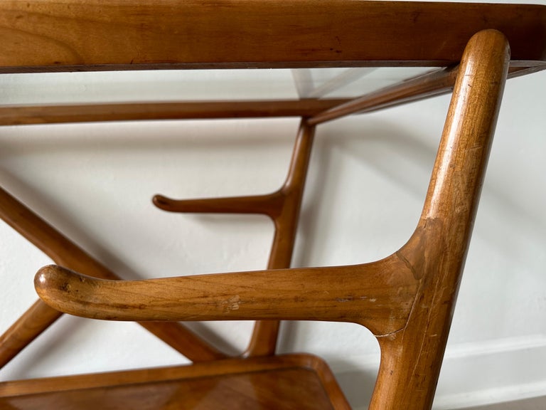 Vintage Walnut Cesare Lacca Tea Trolley Cart for Cassina