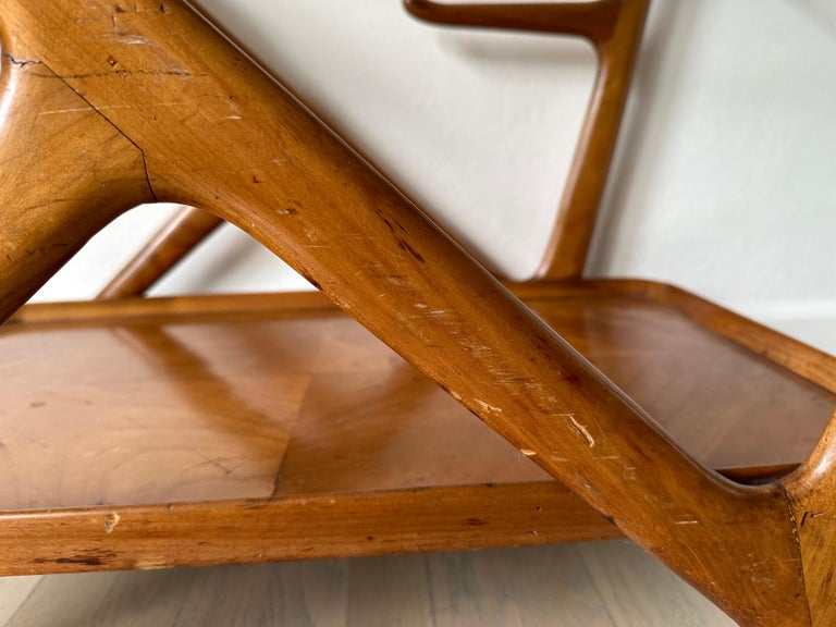 Vintage Walnut Cesare Lacca Tea Trolley Cart for Cassina