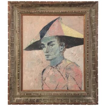 Blue Harlequin in the Manner of Picasso Painting