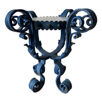 Antique French Scrolled Iron Side-table w/ Marble Top