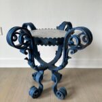 Antique French Scrolled Iron Side-table w/ Marble Top