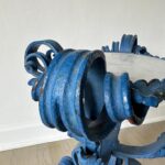 Antique French Scrolled Iron Side-table w/ Marble Top