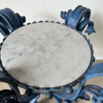 Antique French Scrolled Iron Side-table w/ Marble Top