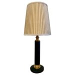 Forest Green Leather Clad Vintage French Table Lamp