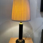 Forest Green Leather Clad Vintage French Table Lamp