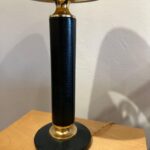 Forest Green Leather Clad Vintage French Table Lamp
