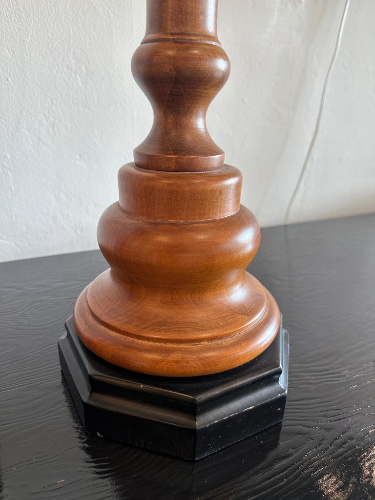 Turned Wood Lamps with Chess Pawn Design, Pair