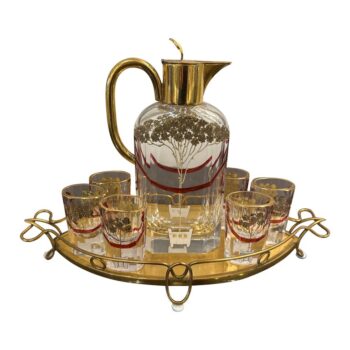 Austrian Secessionist Crystal Decanter and Cordial Glassware Set