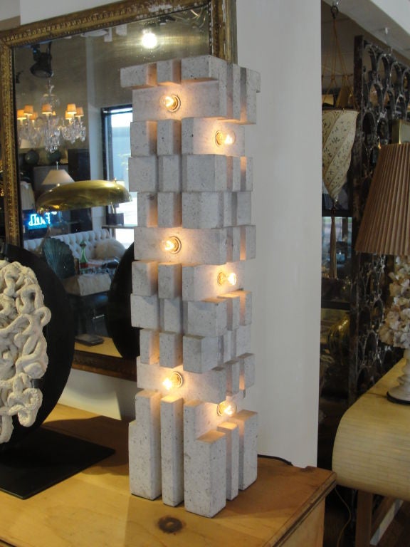 Italian White Marble Constructionist Lamp