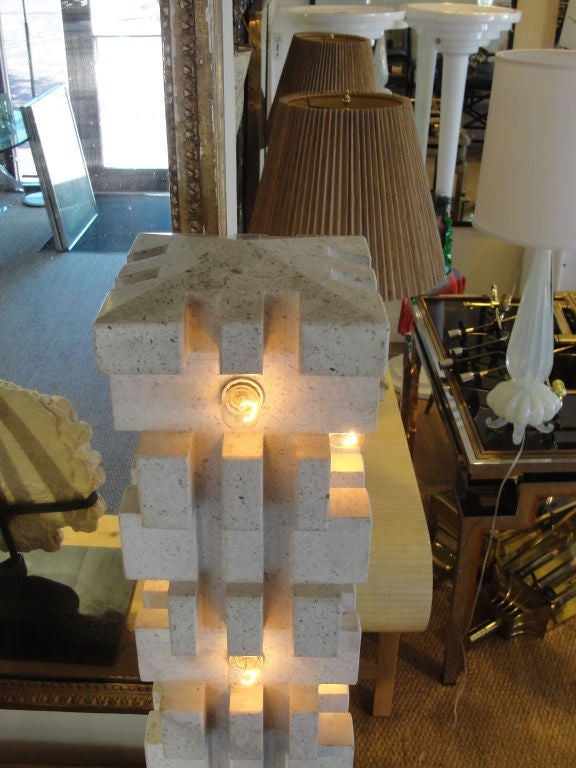 Italian White Marble Constructionist Lamp