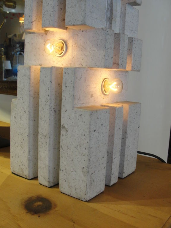 Italian White Marble Constructionist Lamp