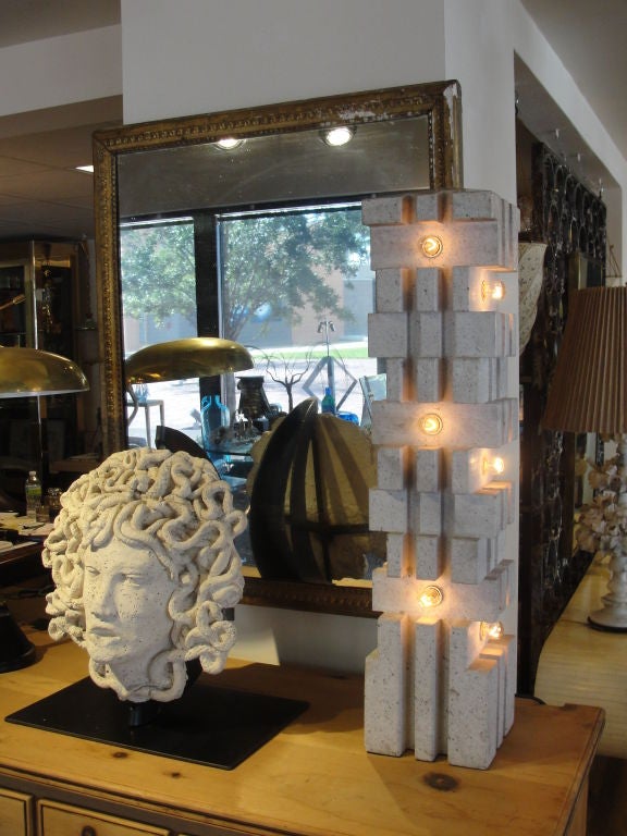 Italian White Marble Constructionist Lamp