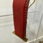 Distinctive Vintage Jacques Adnet Red Stitched Leather Tall Table Lamp