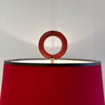 Distinctive Vintage Jacques Adnet Red Stitched Leather Tall Table Lamp