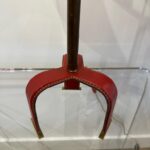 Distinctive Vintage Jacques Adnet Red Stitched Leather Tall Table Lamp