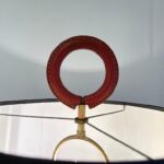 Distinctive Vintage Jacques Adnet Red Stitched Leather Tall Table Lamp
