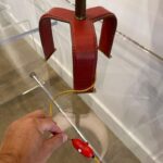 Distinctive Vintage Jacques Adnet Red Stitched Leather Tall Table Lamp