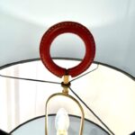 Distinctive Vintage Jacques Adnet Red Stitched Leather Tall Table Lamp