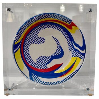 Roy Lichtenstein "Paper Plate" Original Encased in Heavy Custom Lucite Block
