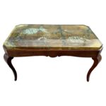 Reverse Painted Thick Glass Art Deco Cocktail / Coffee Table