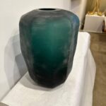 Emerald Green Faceted Murano Glass Vase