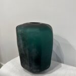 Emerald Green Faceted Murano Glass Vase
