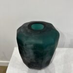 Emerald Green Faceted Murano Glass Vase