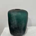 Emerald Green Faceted Murano Glass Vase