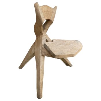 European Studio Art Chair in Carved Wood In the Manner of Jean Touret