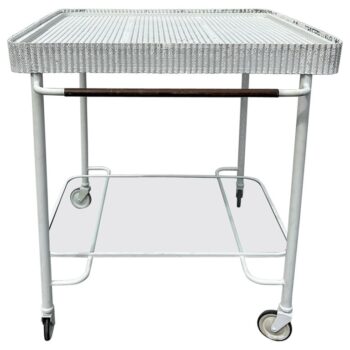 Vintage Mathieu Matégot Perforated Metal Design Rolling Bar Cart