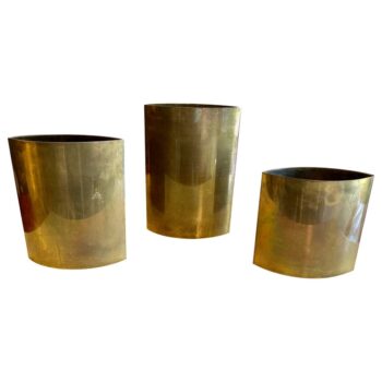Set of Three '3' Authentic Signed Gabriella Crespi Brass Vases