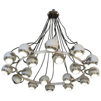 Extremely Rare Stilnovo Articulating Globe 18-Light Chandelier